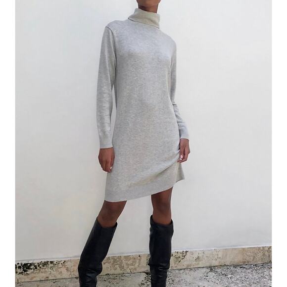 Aritzia Babaton Mulray Turtleneck Sweater Dress Wool Blend Tan - Picture 11 of 11